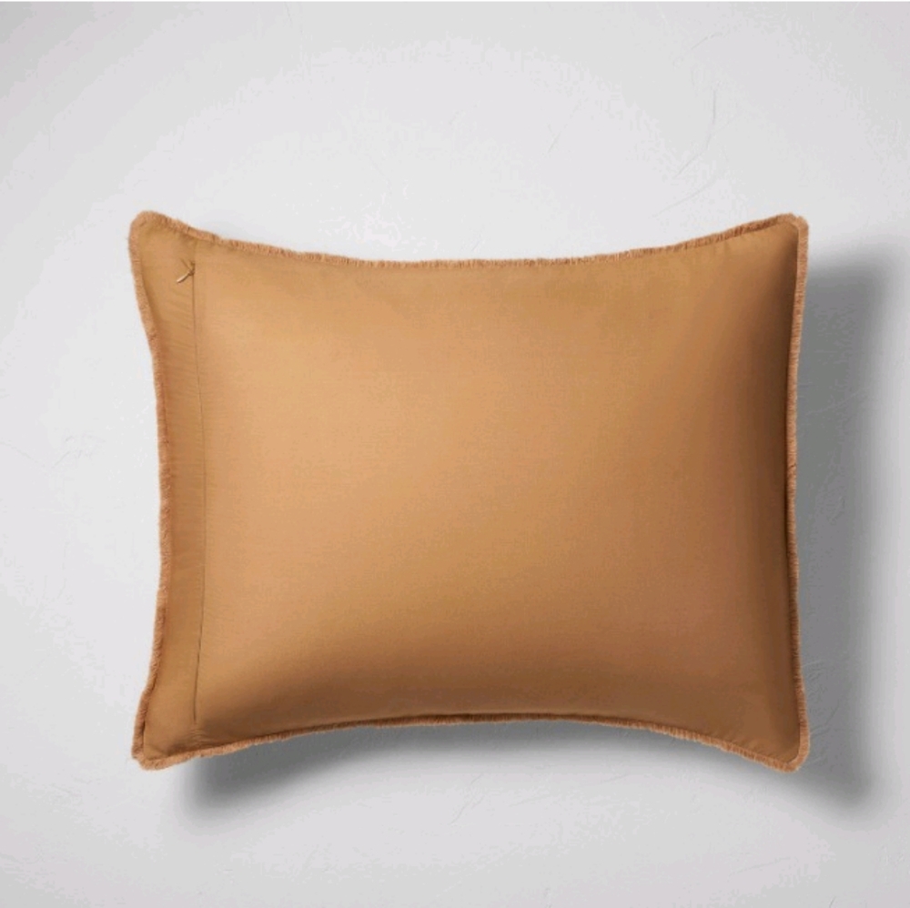 Casaluna Full/Queen Set Textured Cotton Chambray Comfort & Sham Warm Brown - Picture 7 of 7
